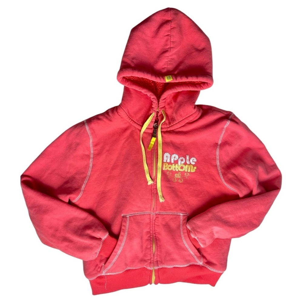 Vintage Apple Bottoms Girls Y2K Sherpa Lined Sweatshirt Full Zip Hoodie Size XL